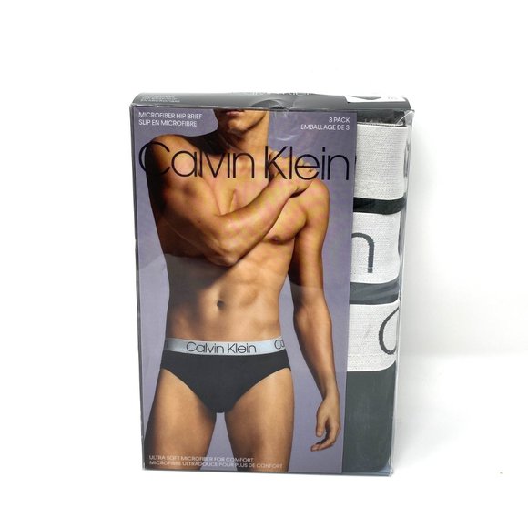 🌿SALE🌿 Calvin Klein 3 pack Men Black Gray Underwear Brief Size S M  NP - Picture 8 of 11